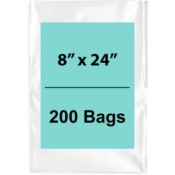 8X24 inches Clear Flat Poly Bags 1.5Mil Open Top (LDPE)